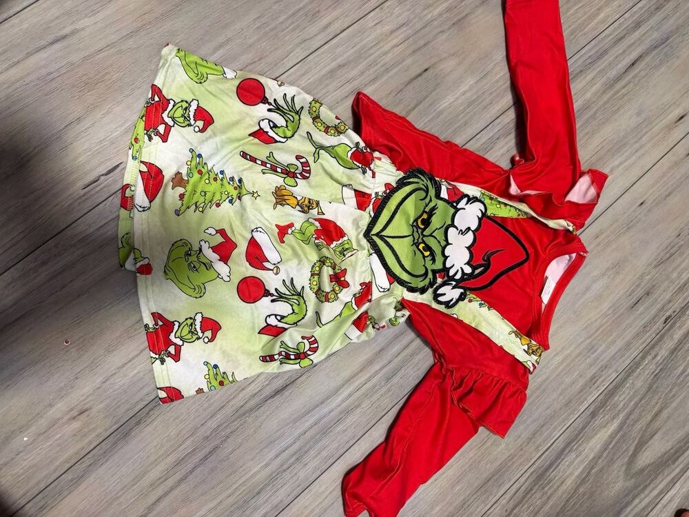 Girl's The Grinch Christmas Holiday jumper dress Gown